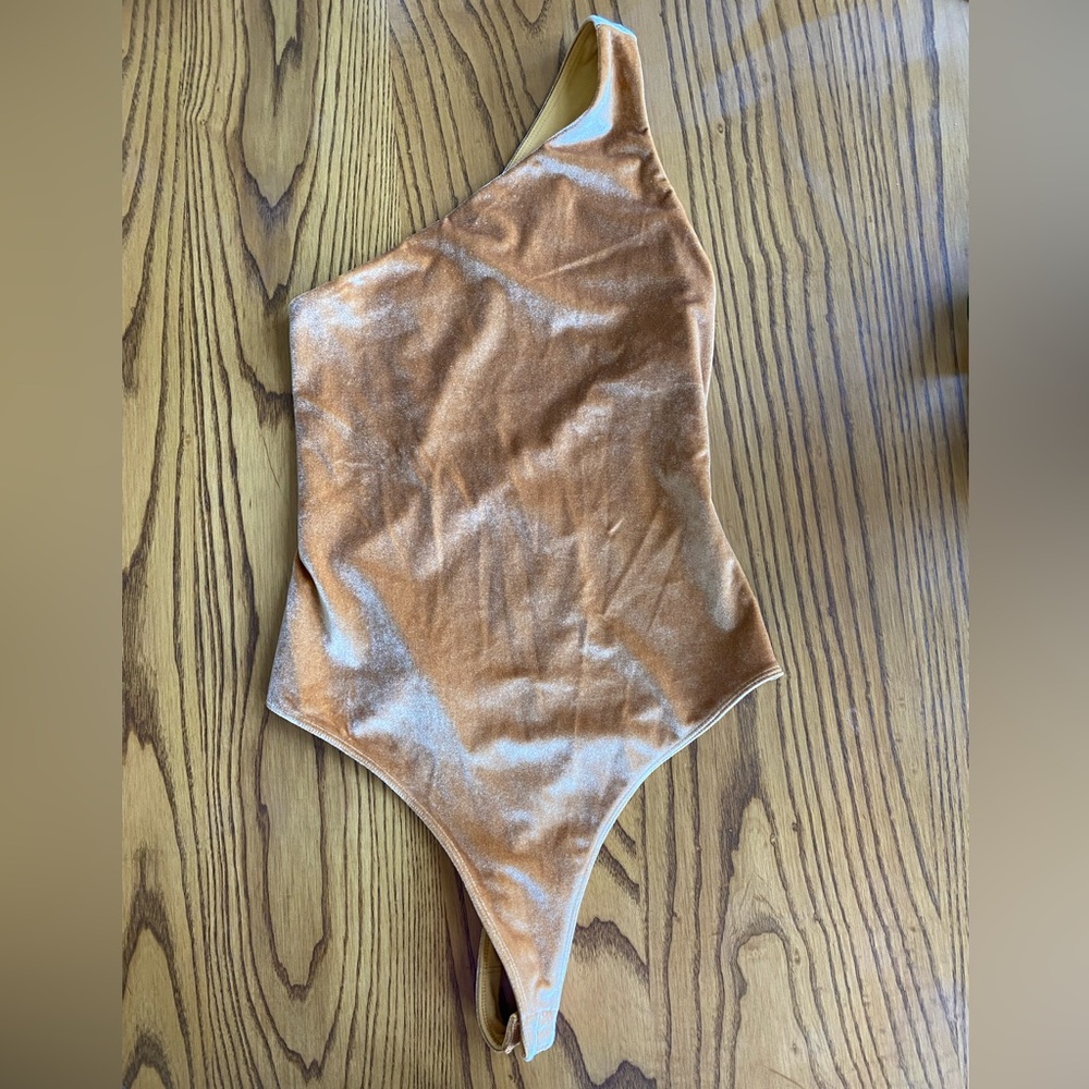 Fabletics Golden Velvet Bodysuit NWT